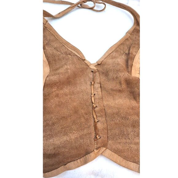 Vintage 70s Deerskin Suede Top w/Feather Detail LOTUS Leather Design Shasta CAL. - Picture 7 of 9